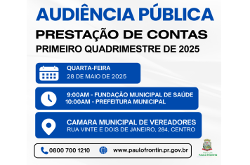 CONVITE PARA AUDIÊNCIA PÚBLICA DE PRESTAÇÃO DE CONTAS DO PRIMEIRO QUADRIMESTRE DE 2025