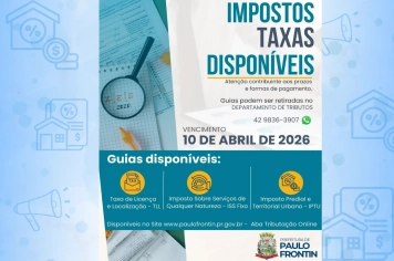  Atenção, contribuinte de Paulo Frontin!  Fique atento aos prazos e formas de pagamento dos tributos municipais: