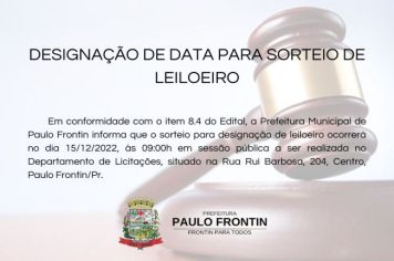 DESIGNAÇÃO DE DATA PARA SORTEIO DE LEILOEIRO