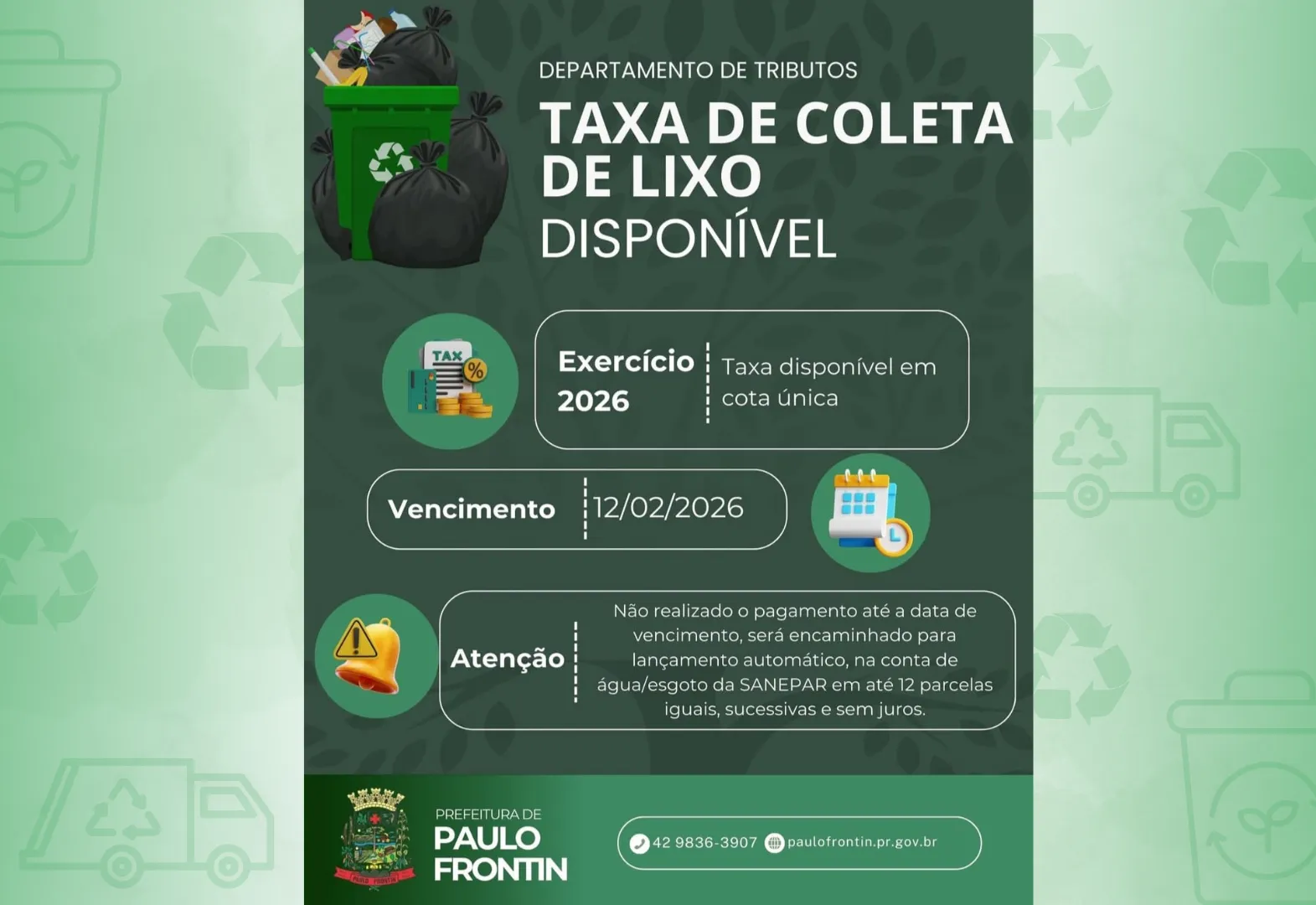 TAXA DE COLETA DE LIXO | 2026