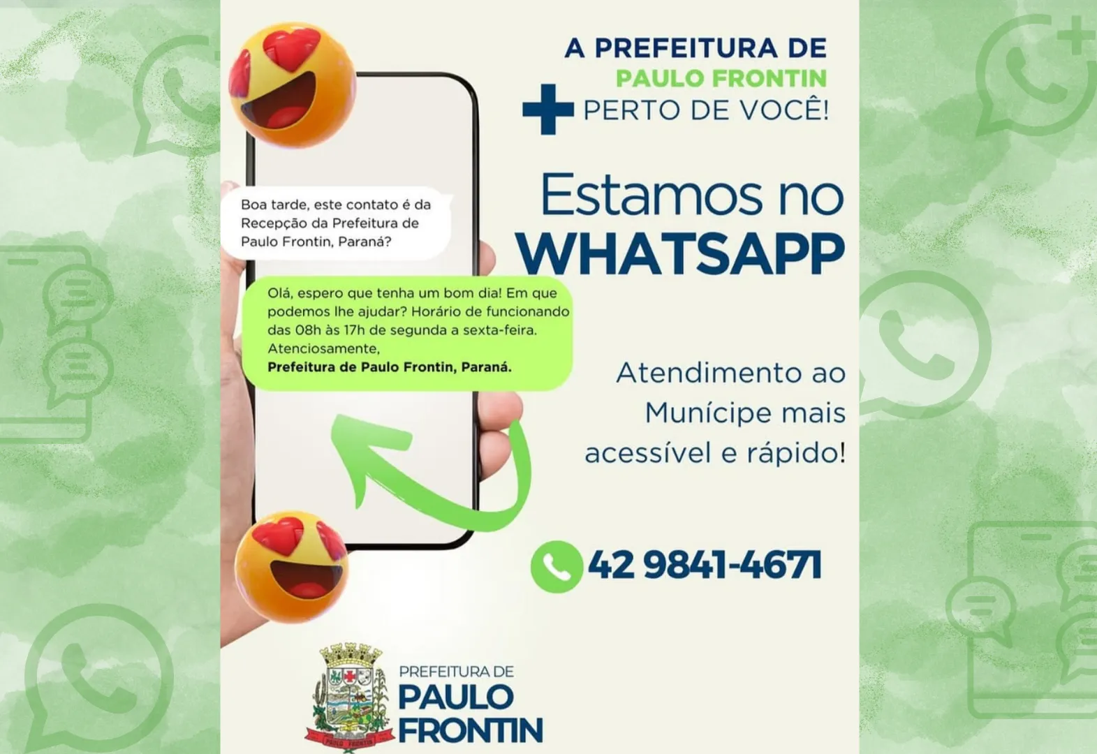 A Prefeitura de Paulo Frontin está no WHATSAPP!